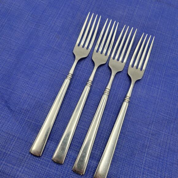 Oneida CUBE EASTON Glossy Dinner Fork Stainless Flatware Set of 4 - Picture 3 of 7